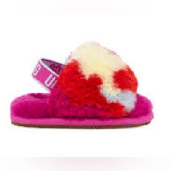 UGG Kids Colorful Fluffy Slippers - Picture 1 of 11